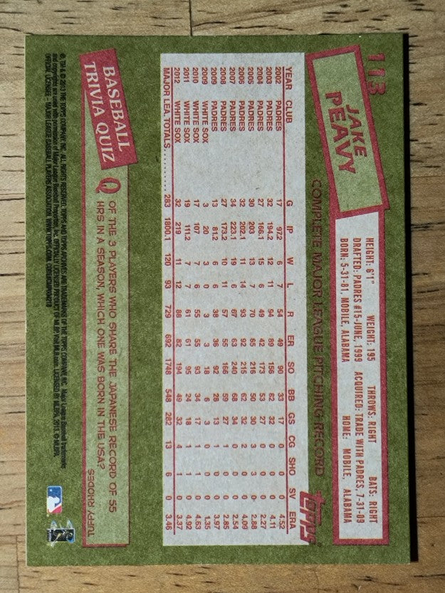 2013 Topps Archives #113 Jake Peavy