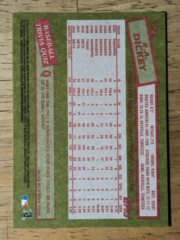2013 Topps Archives #122 R.A. Dickey