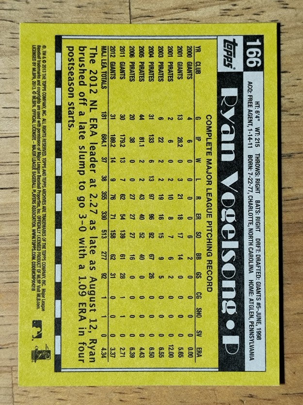 2013 Topps Archives #166 Ryan Vogelsong