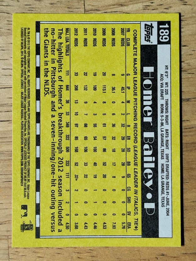 2013 Topps Archives #189 Homer Bailey
