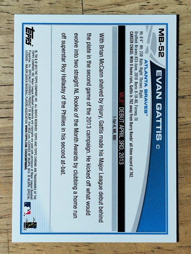 2013 Topps Chrome Update #MB52 Evan Gattis RC