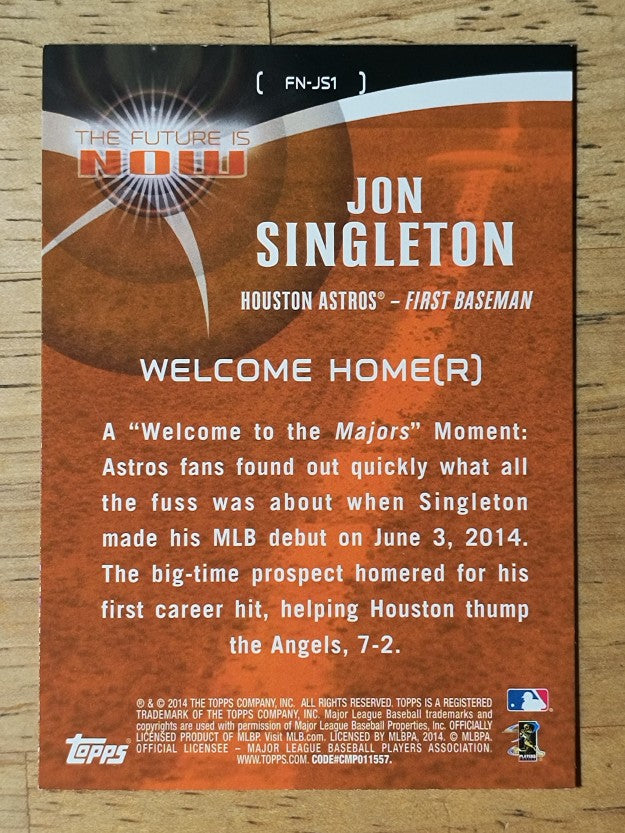 2014 Topps The Future is Now #FNJS1 Jon Singleton UPD