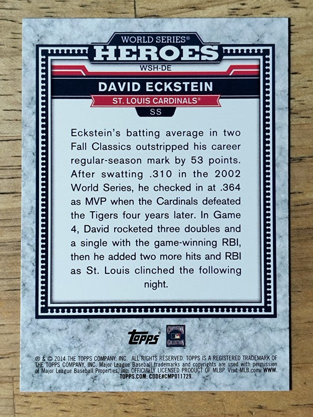 2014 Topps Update World Series Heroes #WSHDE David Eckstein