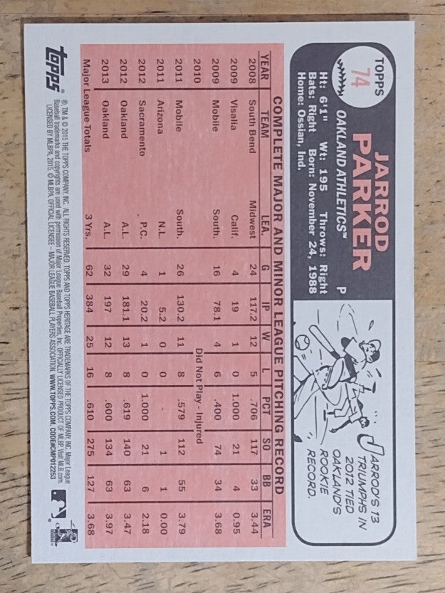 2015 Topps Heritage #74A Jarrod Parker