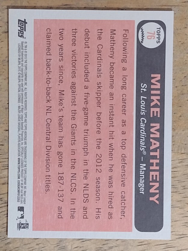2015 Topps Heritage #76 Mike Matheny