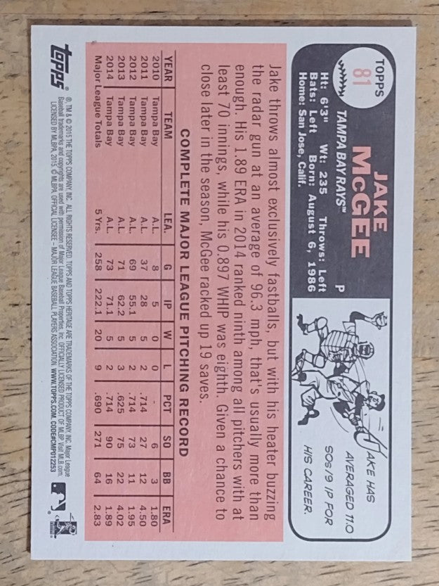 2015 Topps Heritage #81 Jake McGee