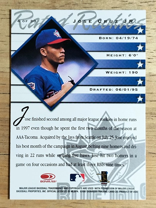 1998 Donruss Rated Rookies #4 Jose Cruz Jr.