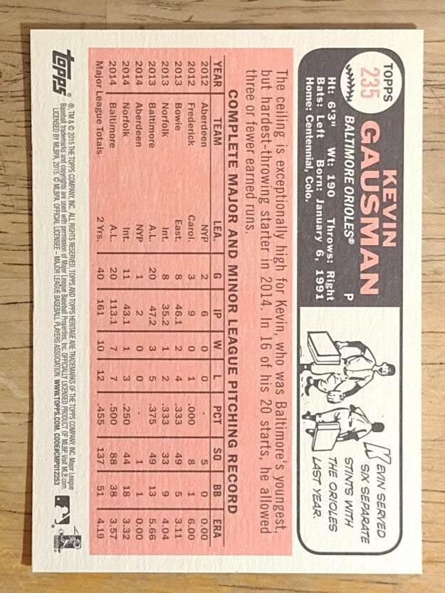 2015 Topps Heritage #235 Kevin Gausman