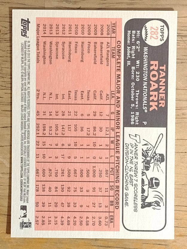 2015 Topps Heritage #282 Tanner Roark