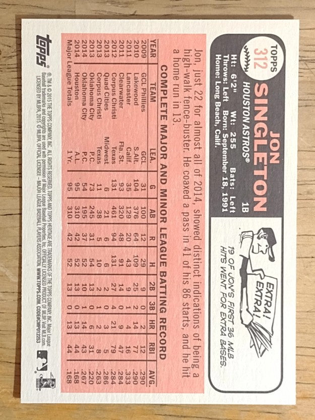 2015 Topps Heritage #312 Jon Singleton