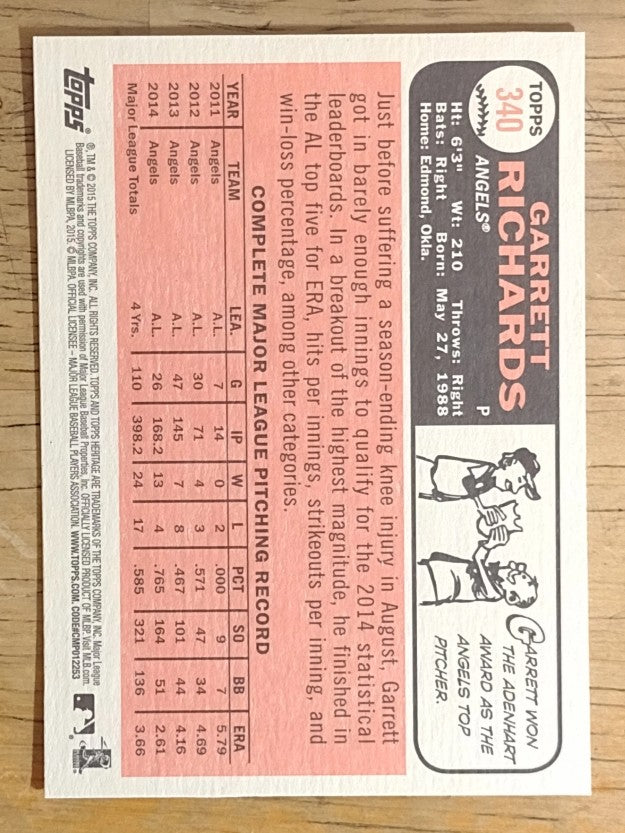 2015 Topps Heritage #340 Garrett Richards