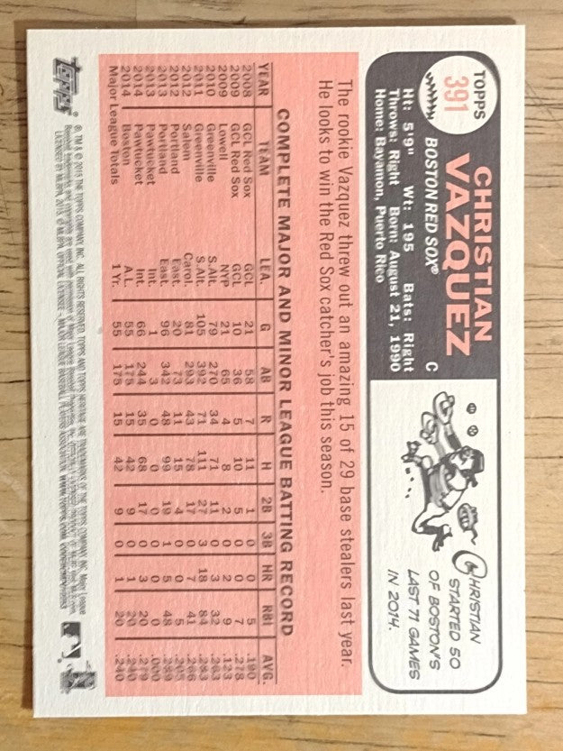 2015 Topps Heritage #391 Christian Vazquez