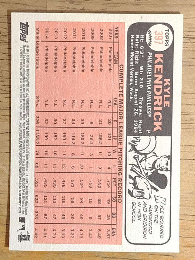 2015 Topps Heritage #397 Kyle Kendrick