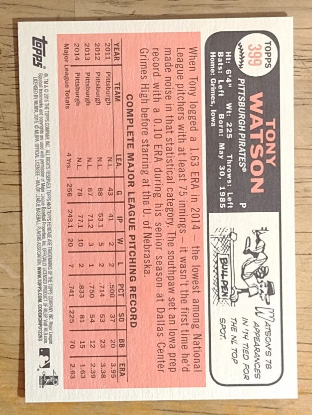 2015 Topps Heritage #399 Tony Watson