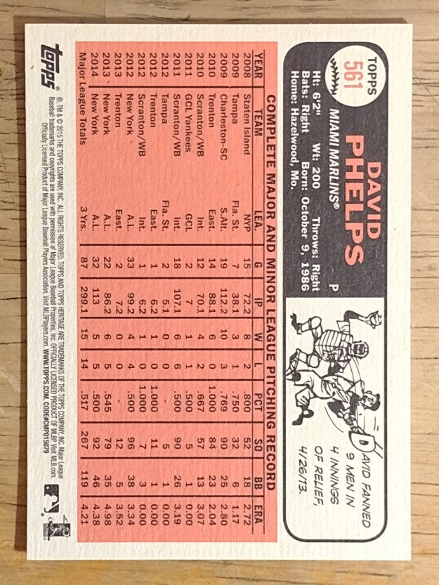2015 Topps Heritage #561 David Phelps