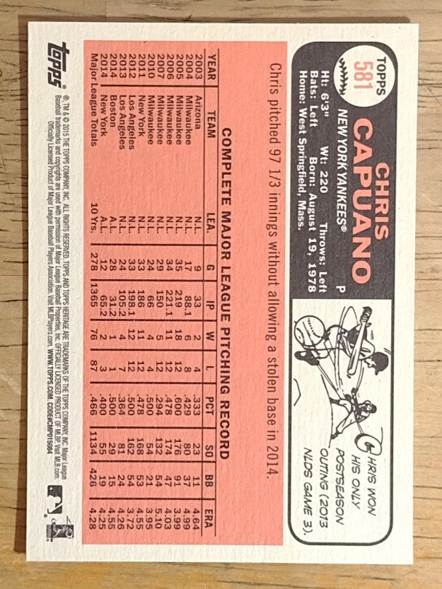 2015 Topps Heritage #581 Chris Capuano