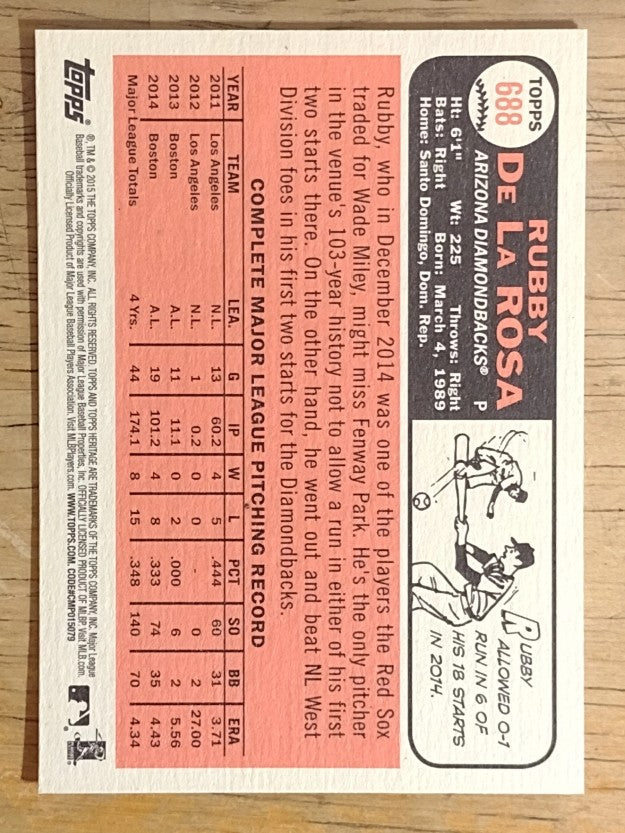 2015 Topps Heritage #688 Rubby De La Rosa