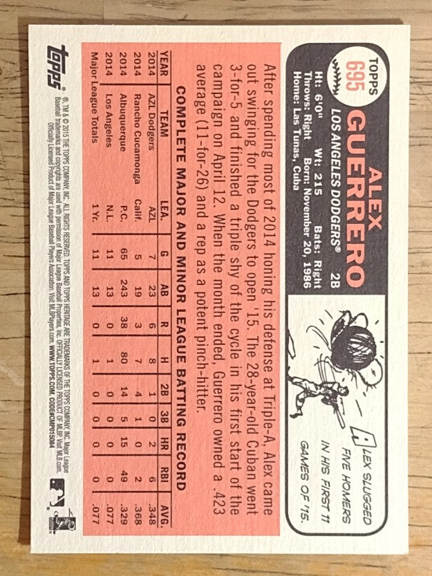 2015 Topps Heritage #695 Alex Guerrero
