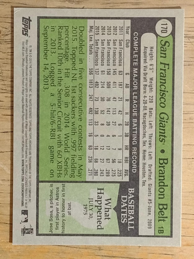2016 Topps Archives #170 Brandon Belt