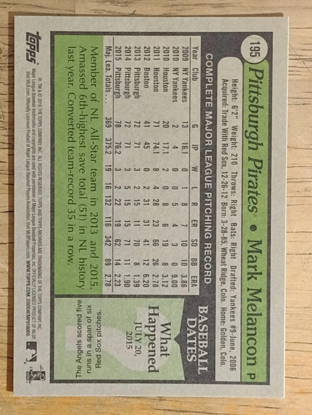 2016 Topps Archives #195 Mark Melancon