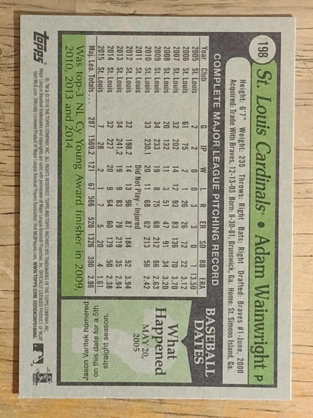 2016 Topps Archives #198 Adam Wainwright