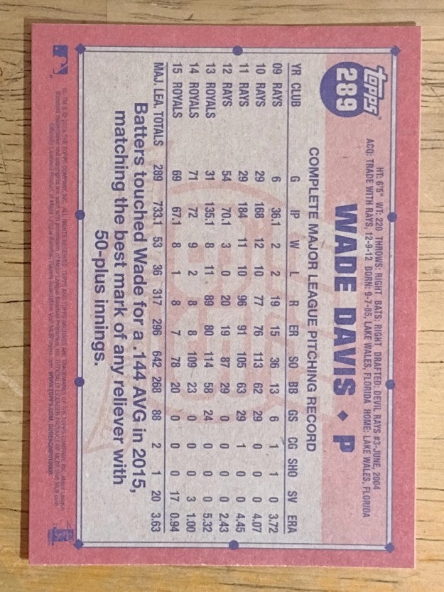 2016 Topps Archives #289 Wade Davis