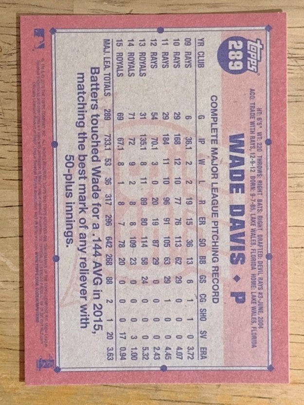 2016 Topps Archives #289 Wade Davis