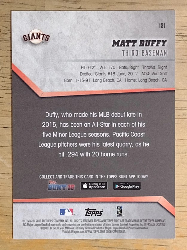 2016 Topps Bunt #181 Matt Duffy