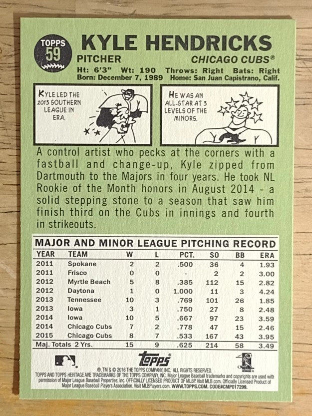 2016 Topps Heritage #59 Kyle Hendricks