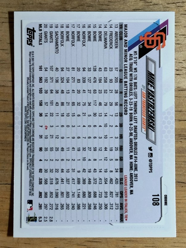 2021 Topps Chrome #108 Mike Yastrzemski