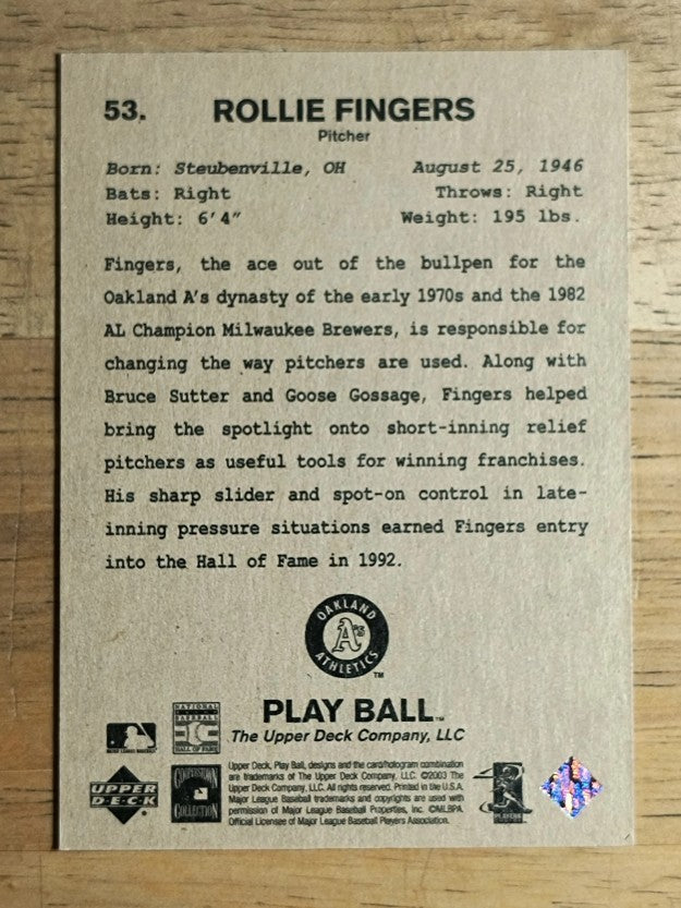2003 Upper Deck Play Ball #53 Rollie Fingers