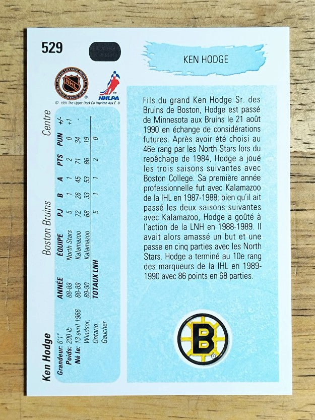 1990-91 Upper Deck French #529 Ken Hodge Jr. YG RC