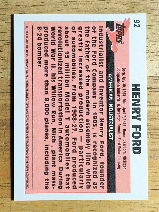 2009 Topps American Heritage #92 Henry Ford
