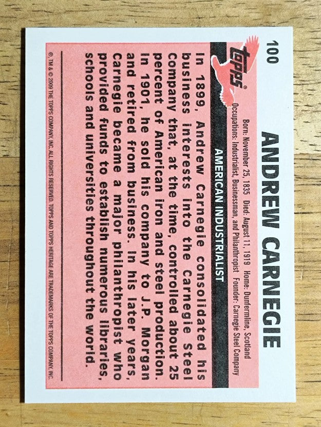 2009 Topps American Heritage #100 Andrew Carnegie
