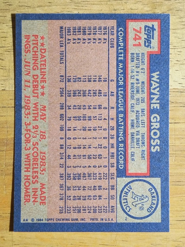 1984 Topps #741 Wayne Gross