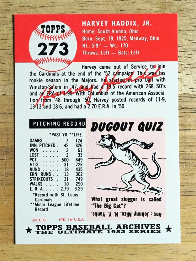 1991 Topps Archives '53 #273 Harvey Haddix