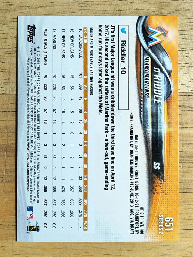 2018 Topps #651 JT Riddle