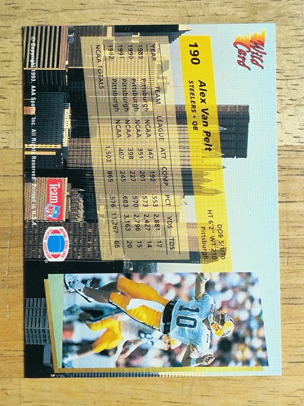 1993 Wild Card #190 Alex Van Pelt RC (NM)