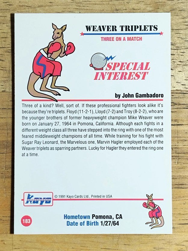 1991 Kayo #183 Weaver Triplets