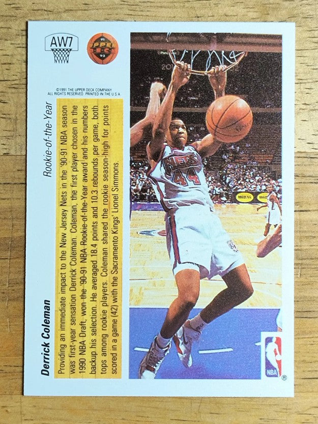 1991-92 Upper Deck Award Winner Holograms #AW7 Derrick Coleman/ROY