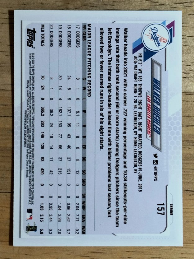 2021 Topps Chrome #157 Walker Buehler
