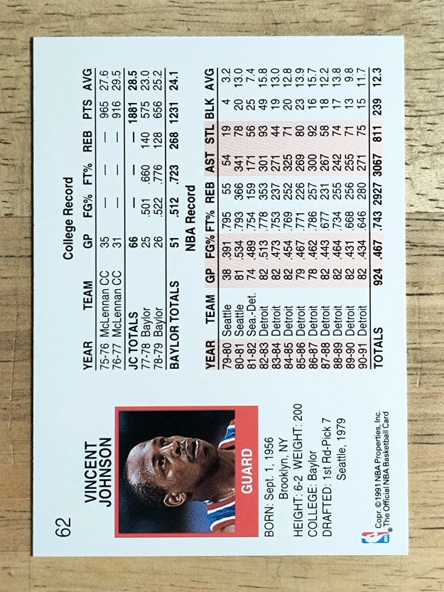 1991-92 Hoops #62 Vinnie Johnson