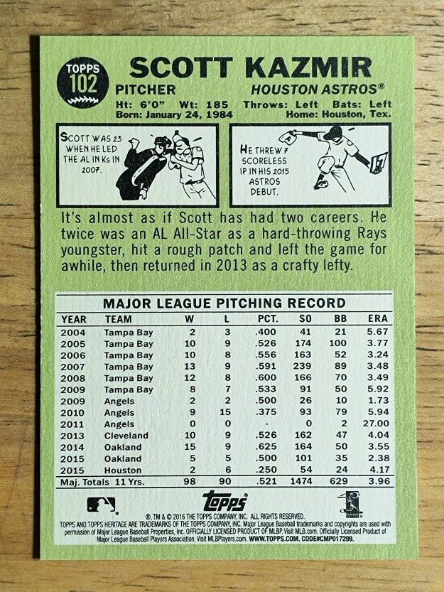 2016 Topps Heritage #102 Scott Kazmir