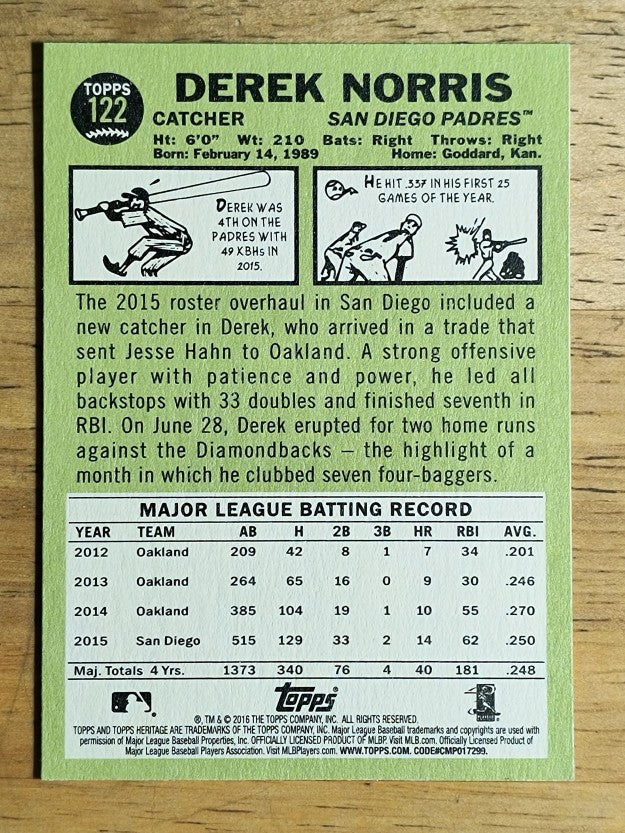 2016 Topps Heritage #122 Derek Norris