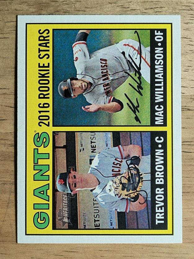 2016 Topps Heritage #187 Trevor Brown RC/Mac Williamson RC
