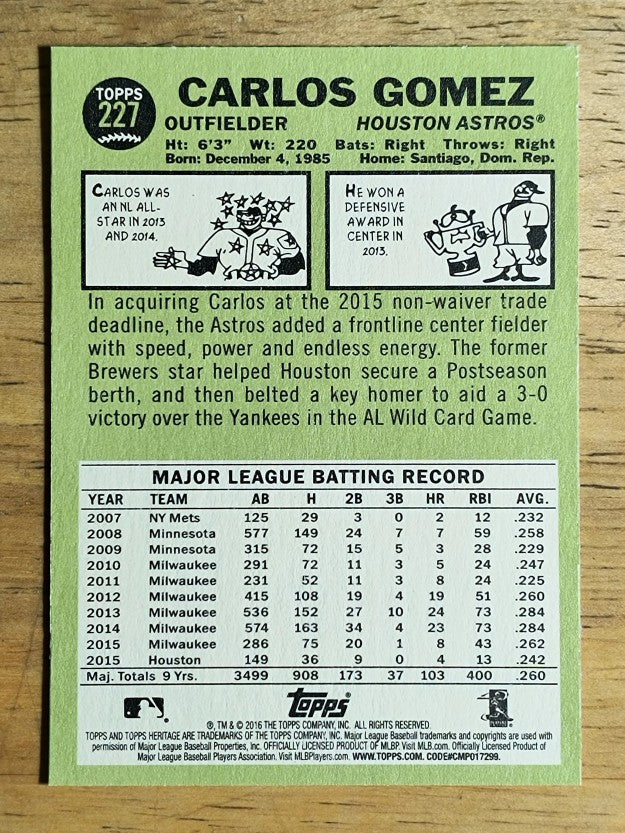 2016 Topps Heritage #227 Carlos Gomez