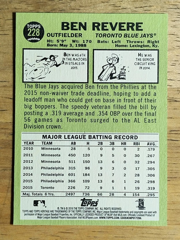 2016 Topps Heritage #228 Ben Revere