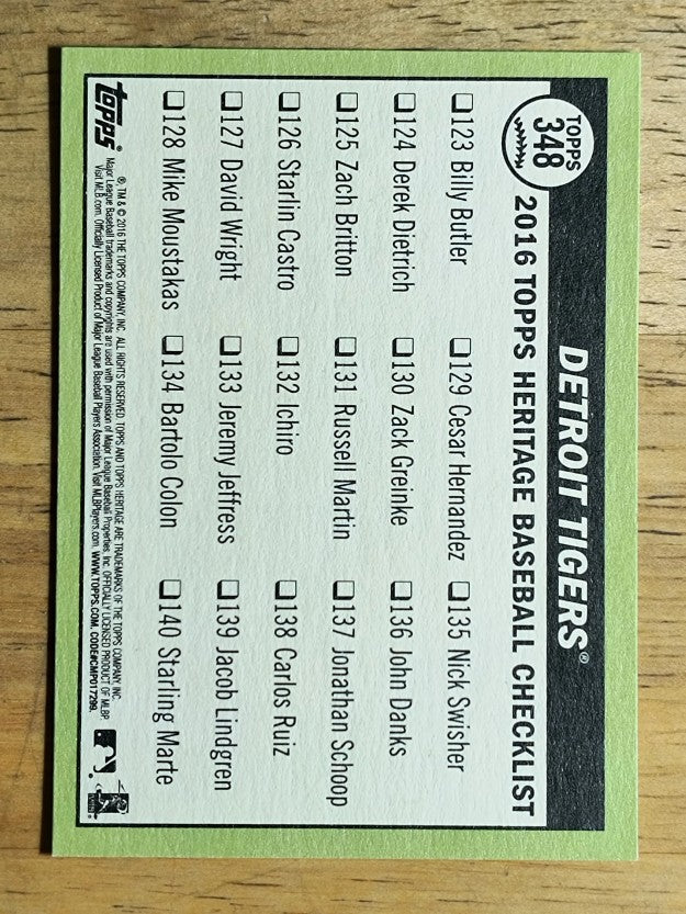 2016 Topps Heritage #348 Detroit Tigers