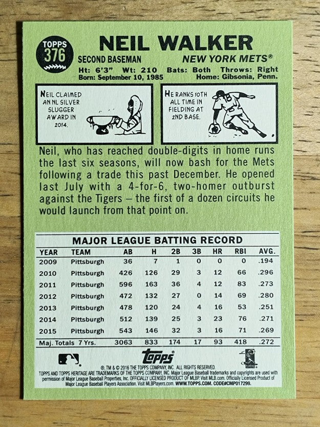 2016 Topps Heritage #376 Neil Walker