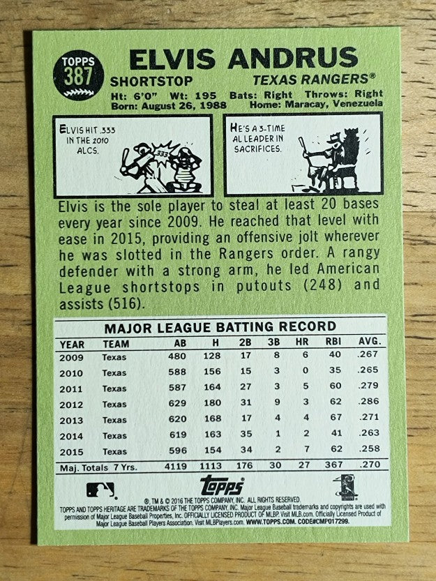 2016 Topps Heritage #387 Elvis Andrus